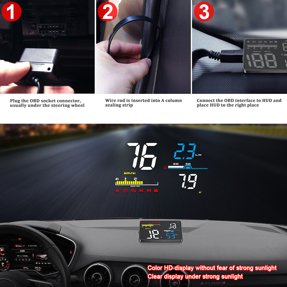 D5000 Digital OBD2 Car Windshi - Anemometer Wind Speed บทวิจารณ์และราคา