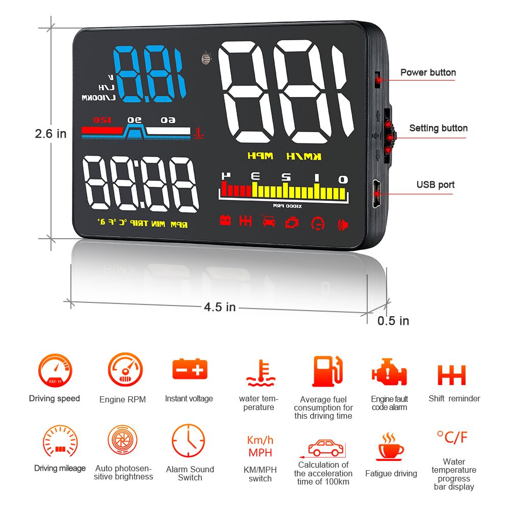 D5000 Digital OBD2 Car Windshi - Anemometer Wind Speed บทวิจารณ์และราคา