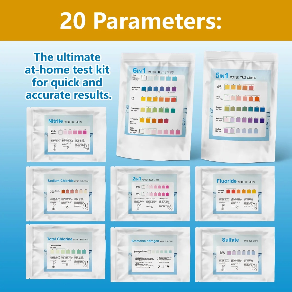 YAGO 20 in 1 Water Test Strips - Ph Strip Test บทวิจารณ์และราคา