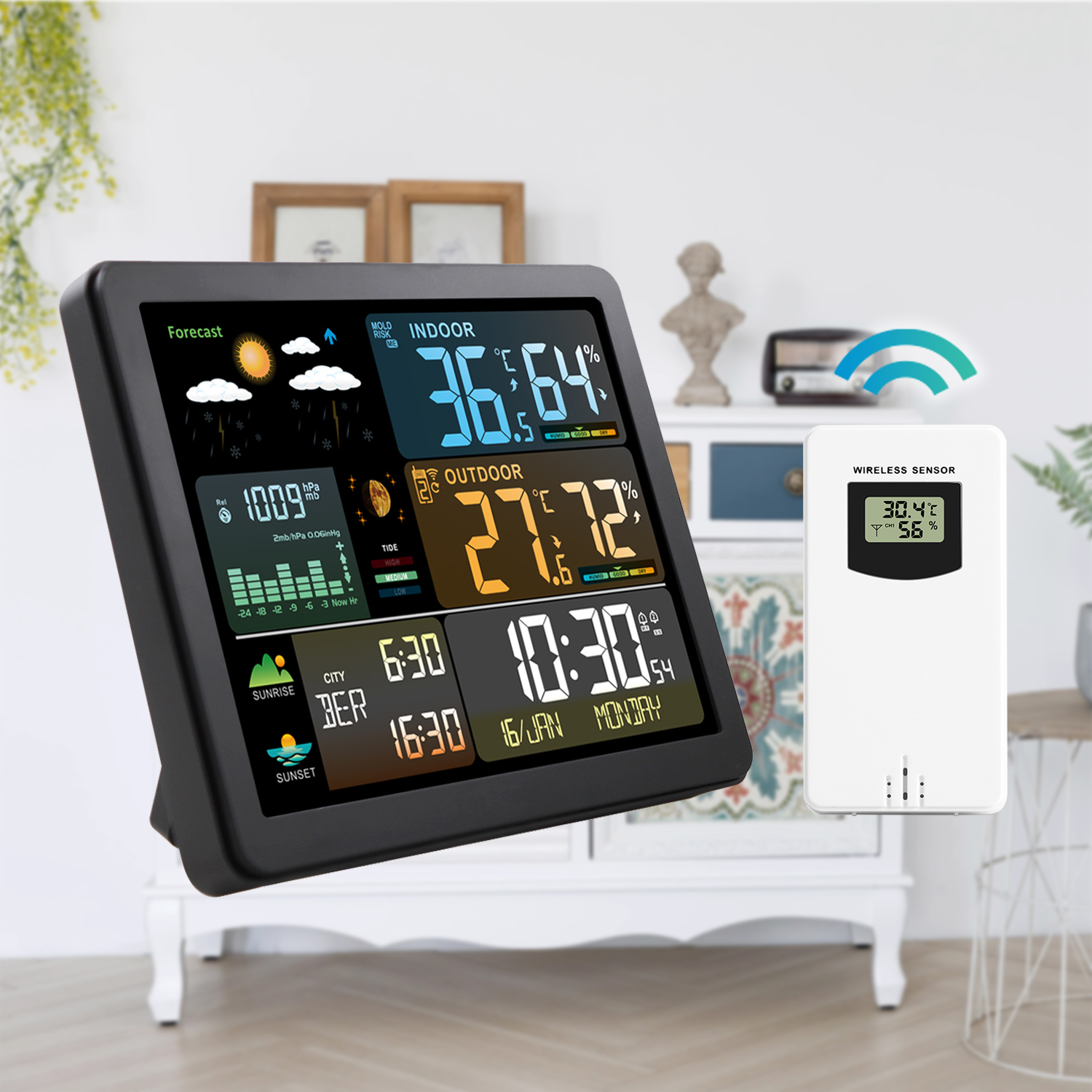 Multifunctional Large Color Sc - Weather Station Indoor บทวิจารณ์และราคา