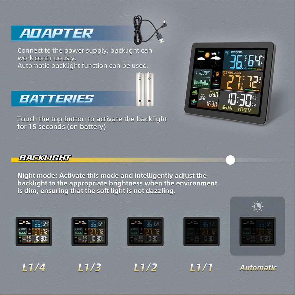 Multifunctional Large Color Sc - Weather Station Indoor บทวิจารณ์และราคา