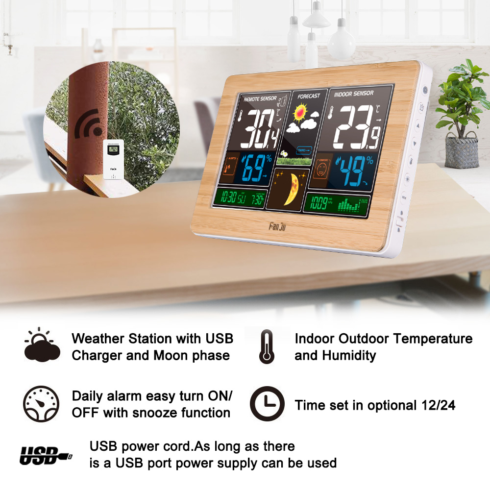 FanJu FJ3378 Digital Alarm Clo - Weather Station Indoor บทวิจารณ์และราคา