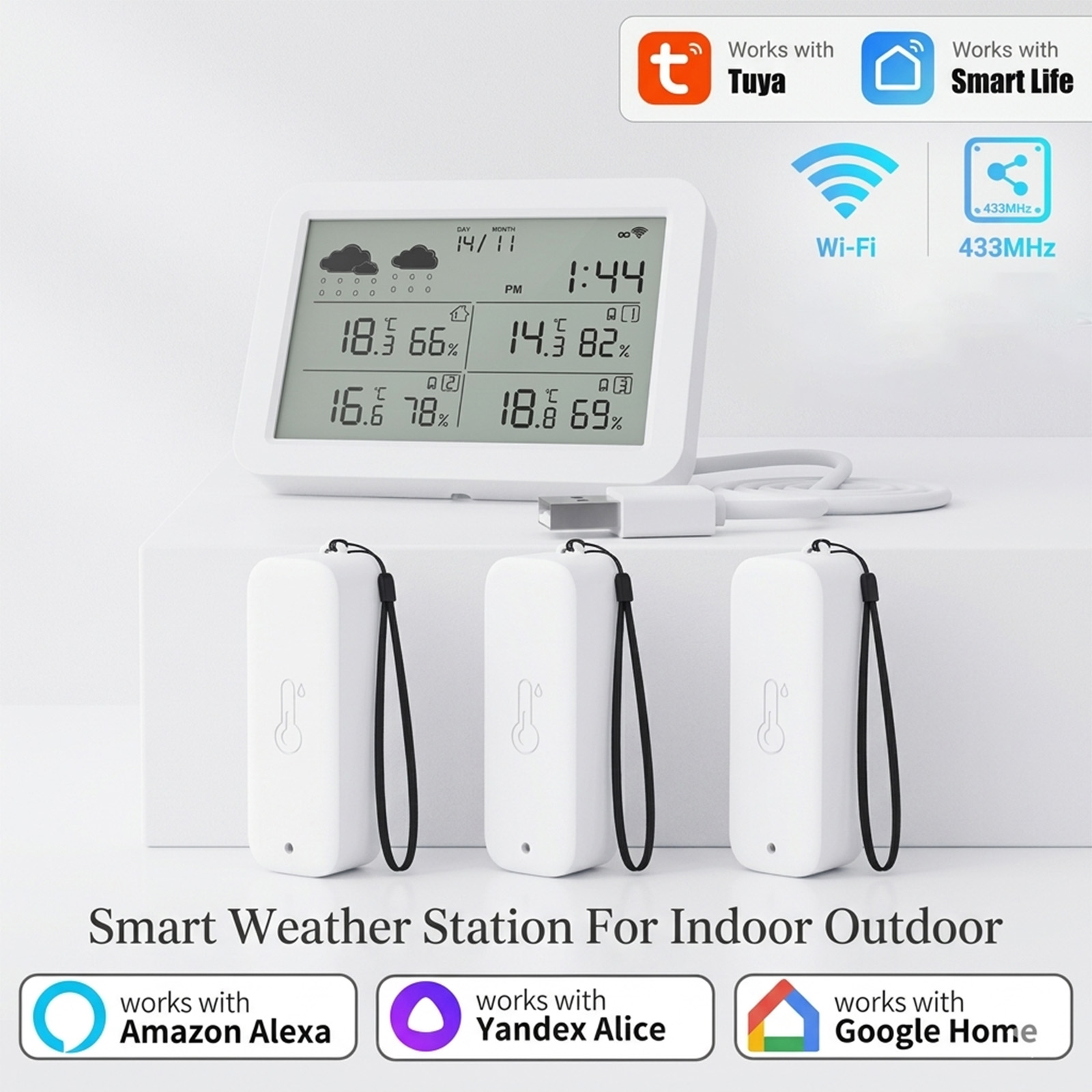 Tuya WiFi+RF433 Weather Statio - Weather Station Indoor บทวิจารณ์และราคา